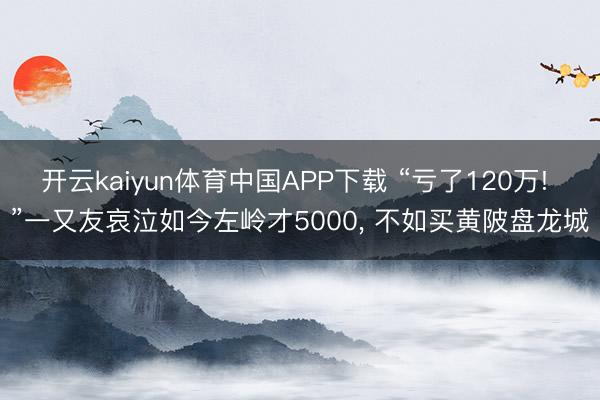 开云kaiyun体育中国APP下载 “亏了120万! ”一又友哀泣如今左岭才5000， 不如买黄陂盘龙城