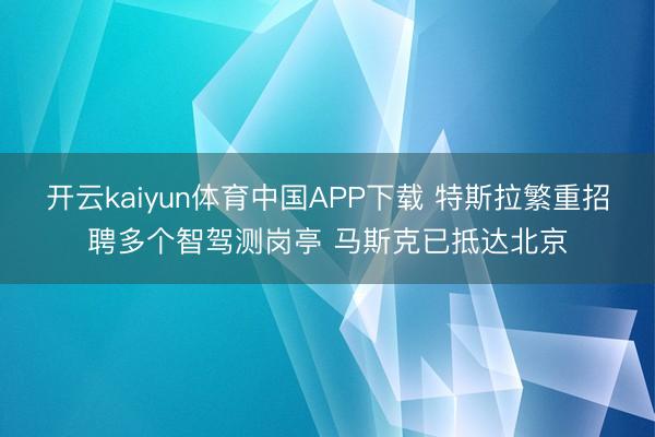 开云kaiyun体育中国APP下载 特斯拉繁重招聘多个智驾测岗亭 马斯克已抵达北京