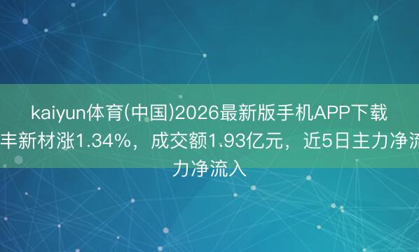 kaiyun体育(中国)2026最新版手机APP下载 瑞丰新材涨1.34%,成交额1.93亿元,近5日主力净流入