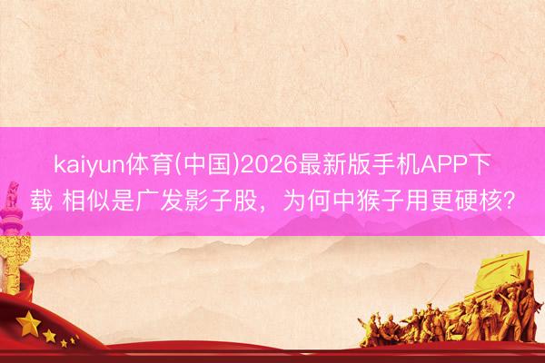 kaiyun体育(中国)2026最新版手机APP下载 相似是广发影子股，为何中猴子用更硬核？