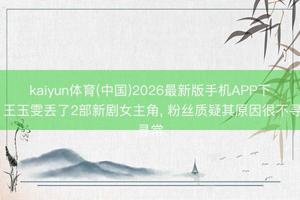 kaiyun体育(中国)2026最新版手机APP下载 王玉雯丢了2部新剧女主角， 粉丝质疑其原因很不寻常
