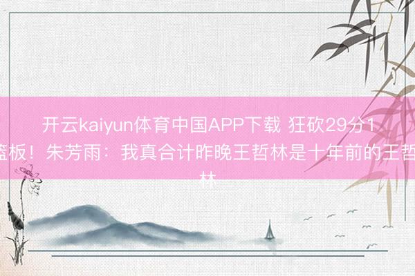 开云kaiyun体育中国APP下载 狂砍29分14篮板！朱芳雨：我真合计昨晚王哲林是十年前的王哲林