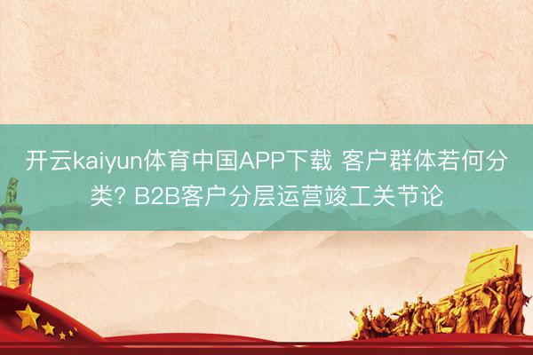开云kaiyun体育中国APP下载 客户群体若何分类? B2B客户分层运营竣工关节论