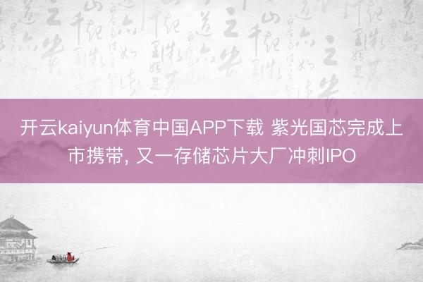 开云kaiyun体育中国APP下载 紫光国芯完成上市携带, 又一存储芯片大厂冲刺IPO